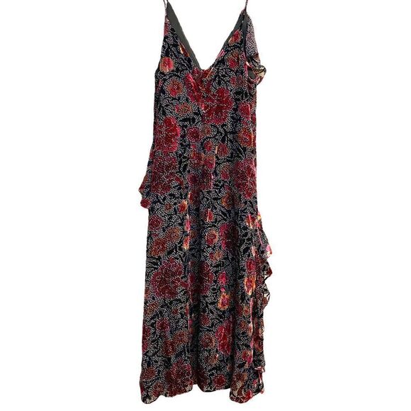 Jill Stuart Ruffled Floral 3D Velvet Floral Maxi Dress Size 6 - Picture 6 of 6